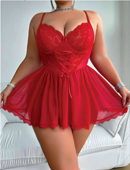 Büyük Beden Leopar Desenli Babydoll