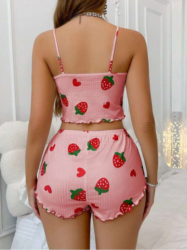 Pembe Fırfırlı Şort Takımı